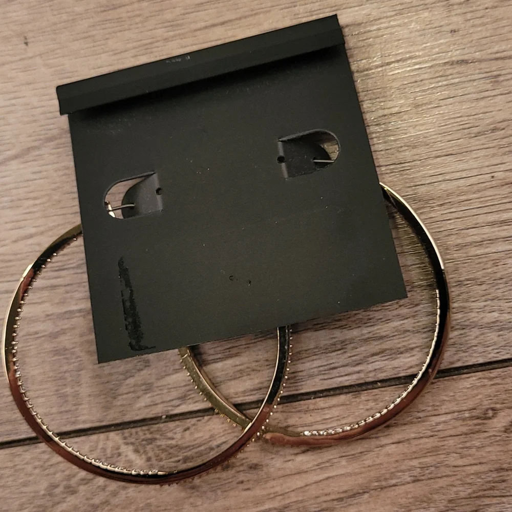 GIVENCHY Silver Gold‎ Color Loop Diamond Interior Womens Jewelry Earrings NEW